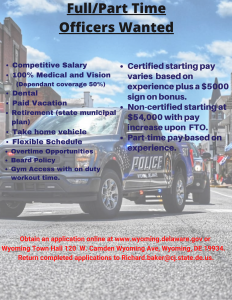 Full and Part time Officers Needed