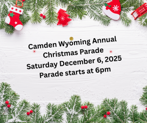 Banner announcing Christmas parade on Saturday December 6th at 6pm.